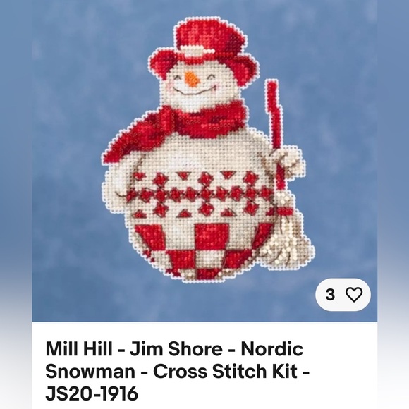 NWT Nordic Snowman Cross Stitch Kit Mill Hill 2019 Jim Shore JS201916 - Picture 1 of 6